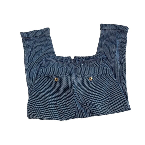 Free People Striped Harem Pants Womens 4 Blue High Rise Relaxed Cropped Bohemian - Picture 14 of 16